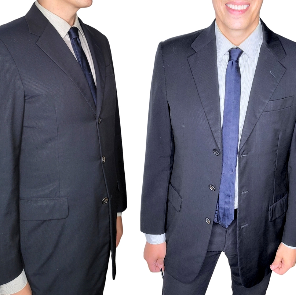 PRADA Vtg Navy Blue Sports Coat Blazer Jacket 48R - FREE Tie ** Read Description - Picture 3 of 9